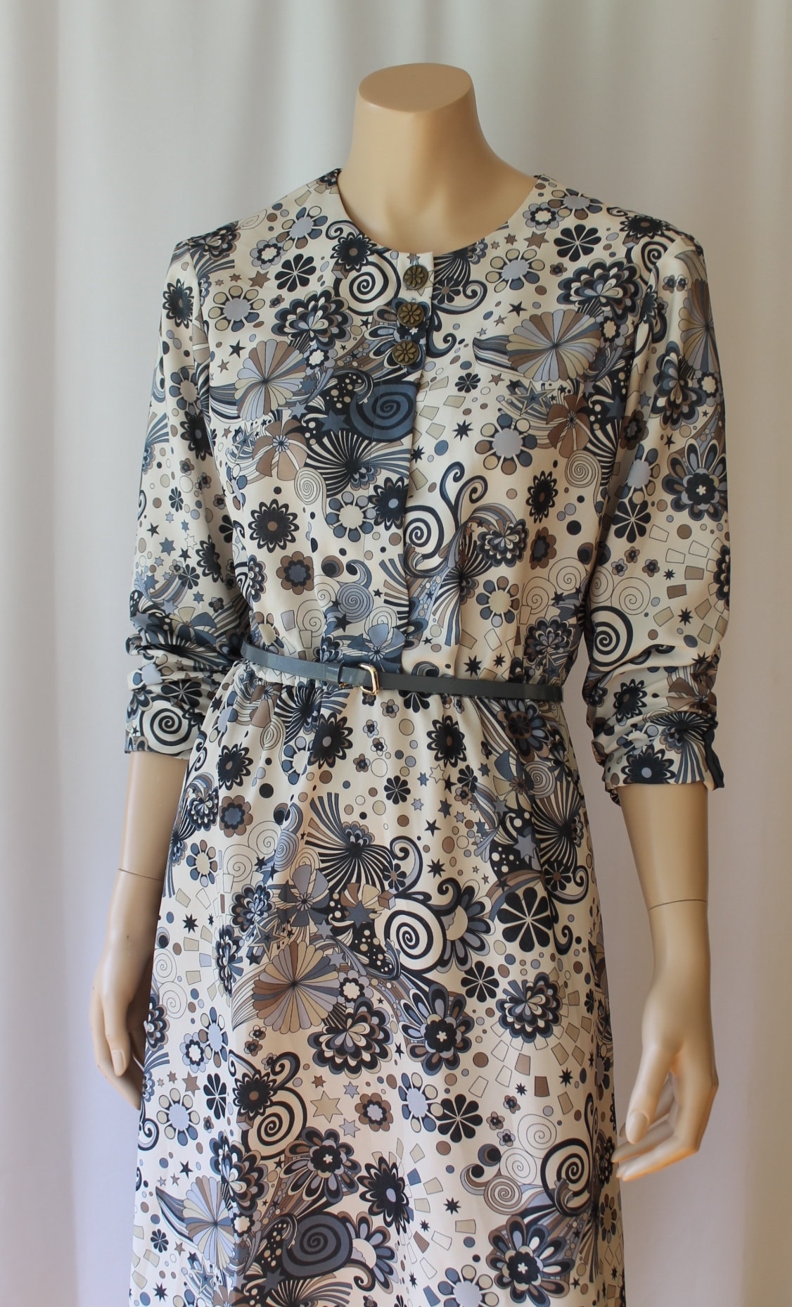 60s Op Art Mod Shirt Dress Midi Graphic Modest Jersey Knit | Etsy