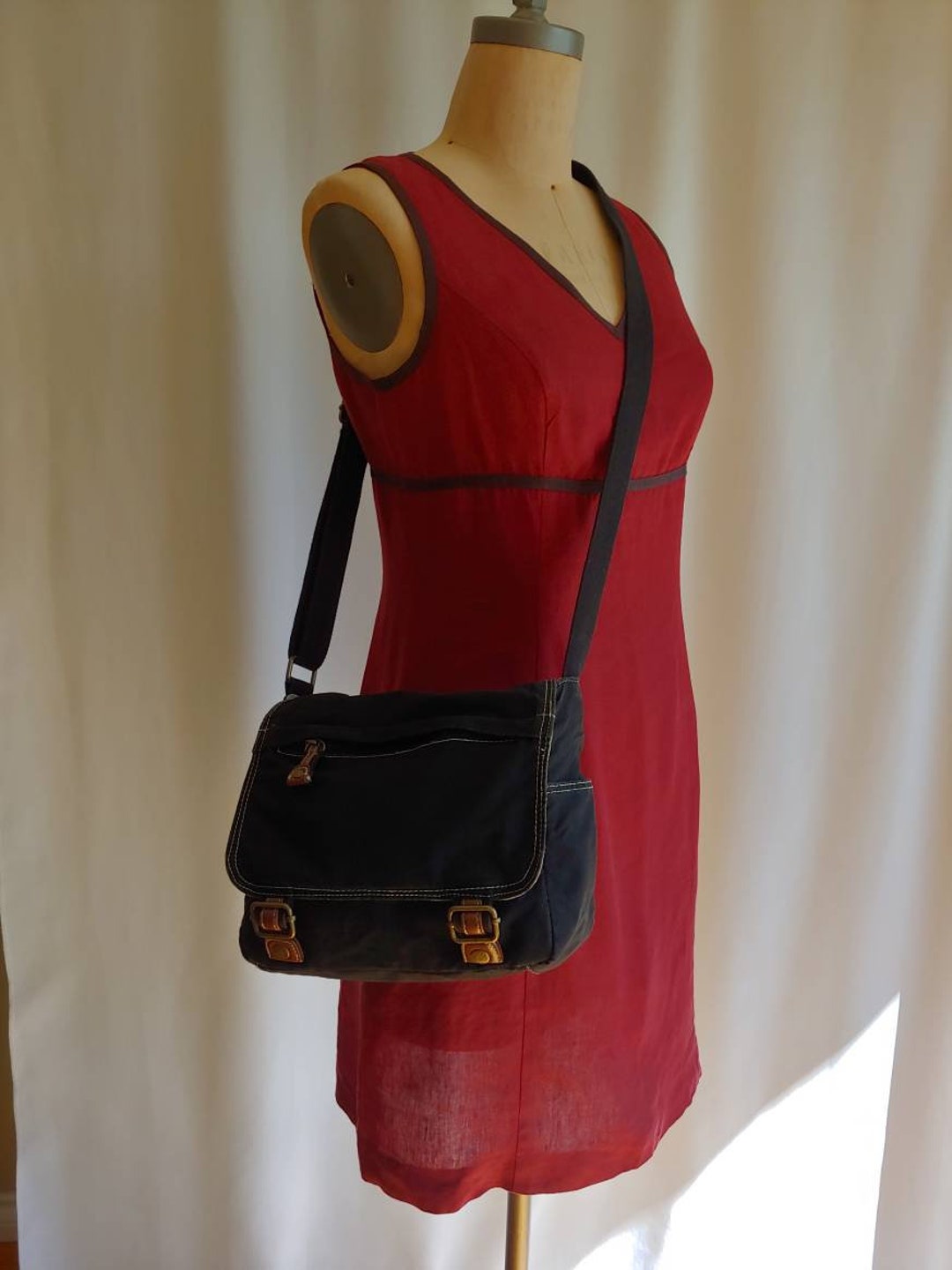 Vintage Roots Crossbody Bag Black Adjustable Strap Etsy