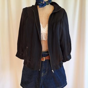 silk bomber jacket black small