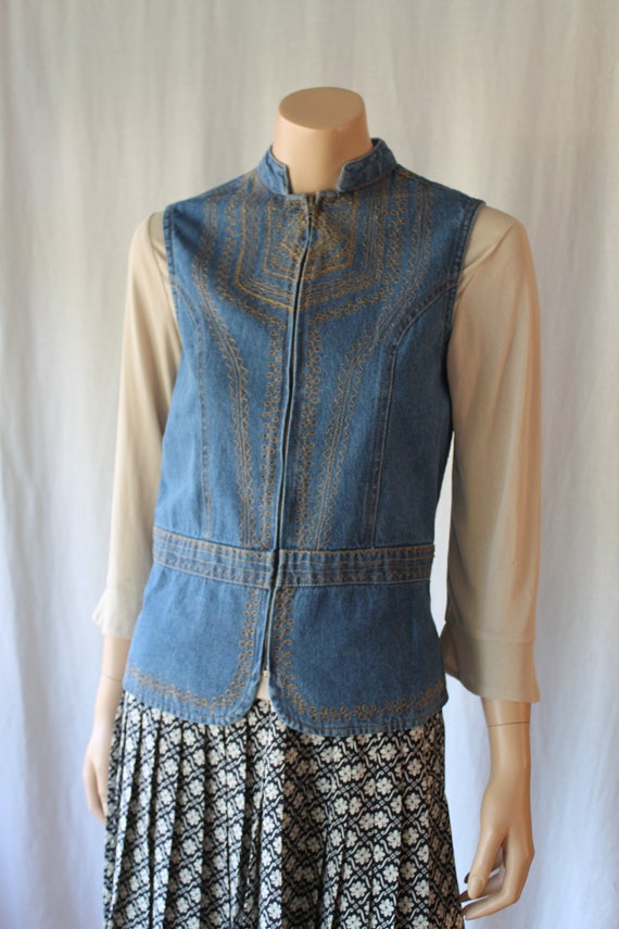 70s Denim Vest, Jeans Vest, Bohemian vest, Morocca