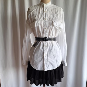Rare 80s Wilke Rodriguez dress shirt nehru collar wedding attire black tie formal white vintage cotton size 42