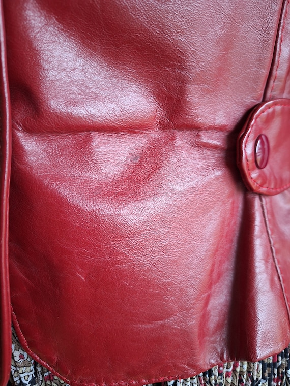 70s vintage Opera burgundy red cropped leather ja… - image 5