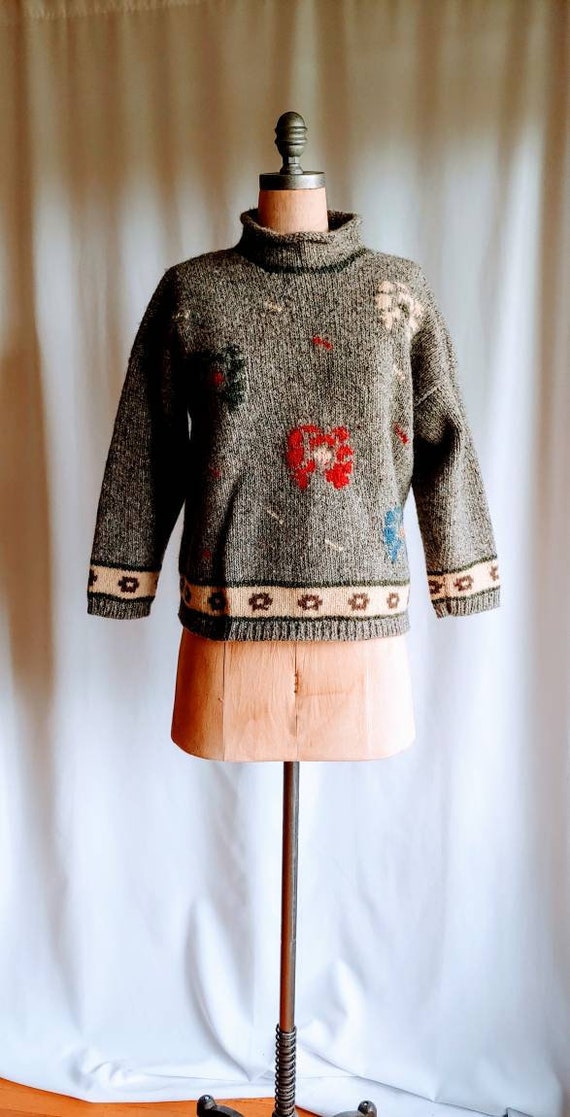 Ouira Irish Wool Pullover Sweater, Hand Knit chunk