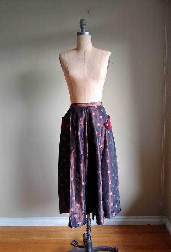 30s Iridescent Polka Dot Taffeta Circle Rockabilly