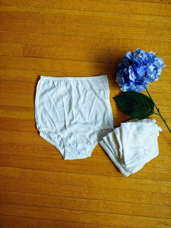 Vintage 60s White Cotton High Waisted Underpants … - image 1