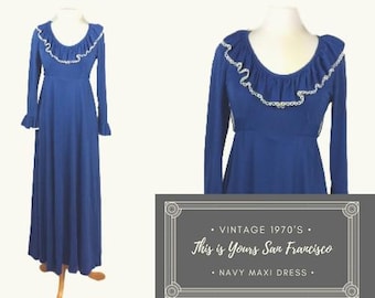 70er Jahre Gunne Sax style prairie Cottagecore Das ist Dein San Francisco Größe 4 Maxi Kleid
