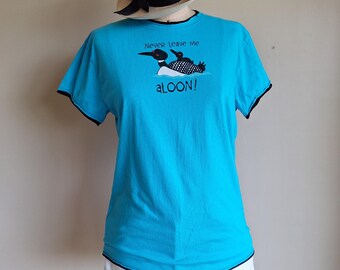 Loon cotton t shirt teal small