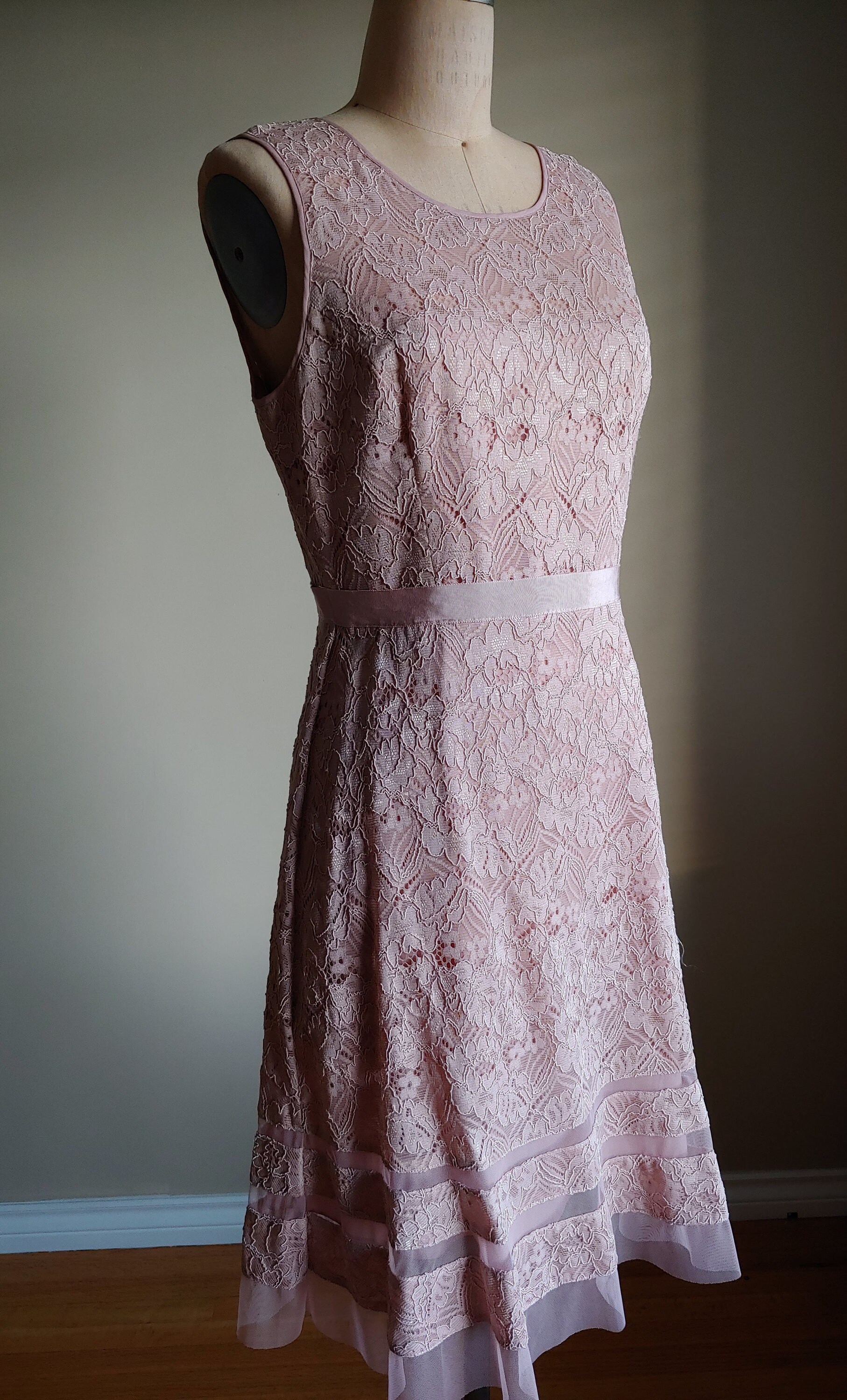 Guipure Lace Dress Grosgrain Ribbon Blush Pink Minimalist | Etsy