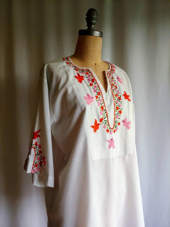 60s Mexican shirt unisex embroidered peasant blou… - image 5