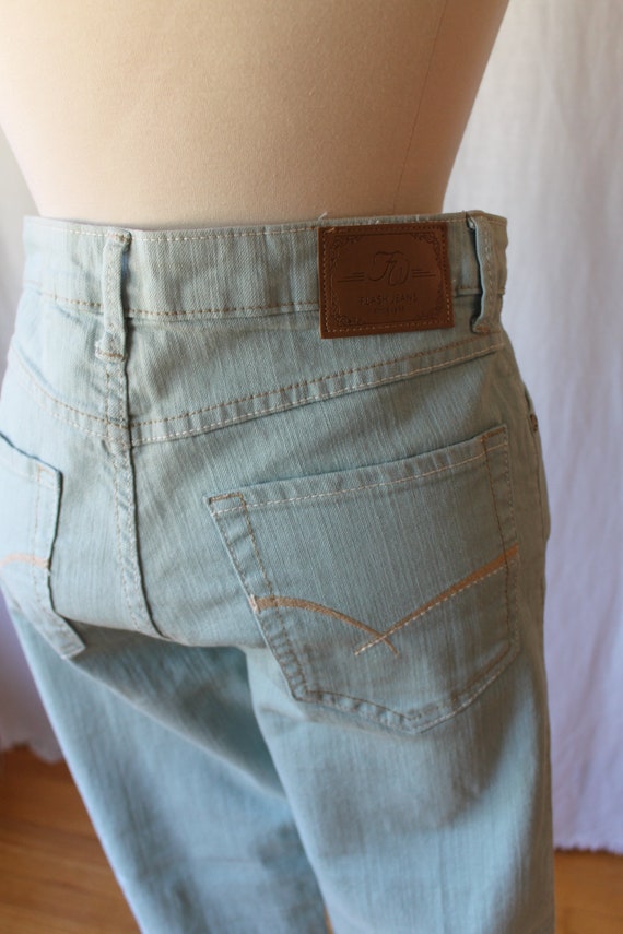 80s 90s Finnish Mint Green Denim High Waisted 30 … - image 6