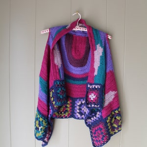 70s Granny Square Vest Crocheted vest handmade Knitted bohemian vest Hippie Vest Multicoloured small medium image 2