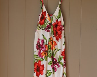 Tropical Beach halter sun dress wooden ring Bali Indonesian Rayon US 4