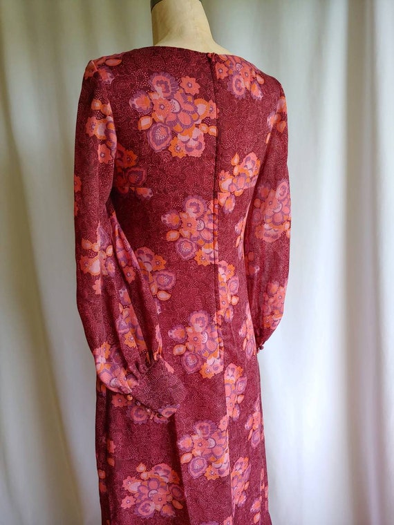 60s 70s Finnish maxi dress mod Trevira sheer Kaun… - image 7