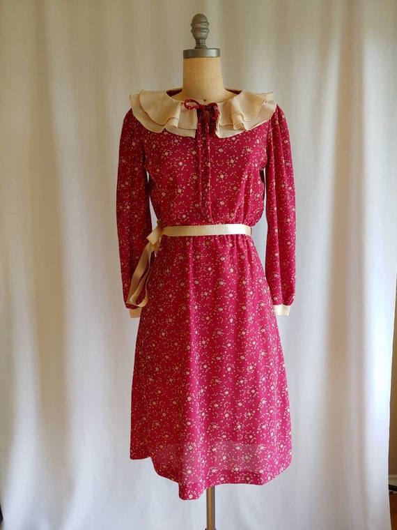 70s sheer victorian style floral dress embroidere… - image 4