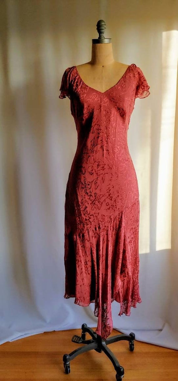 Laura Ashley silk 20s dress burnout silk flutter s