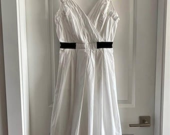 Y2K Grecian Veronika Maine white Japanese cotton summer dress US size 4