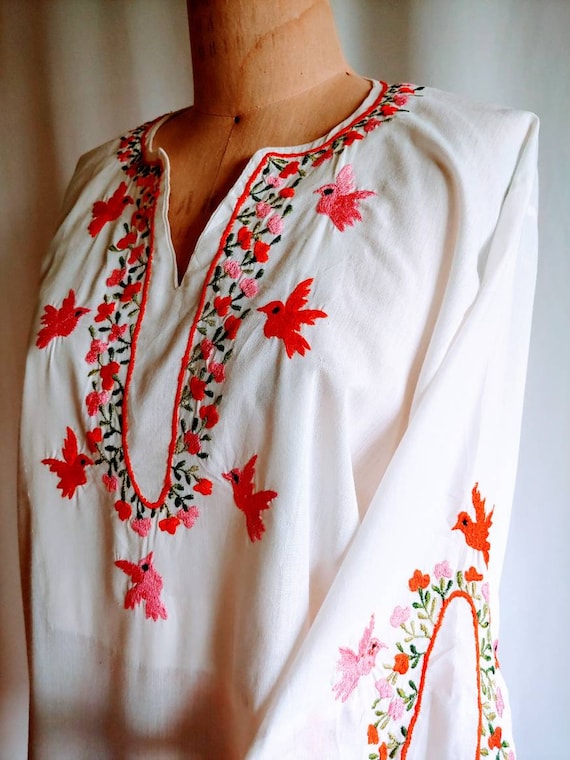 60s Mexican shirt unisex embroidered peasant blou… - image 7