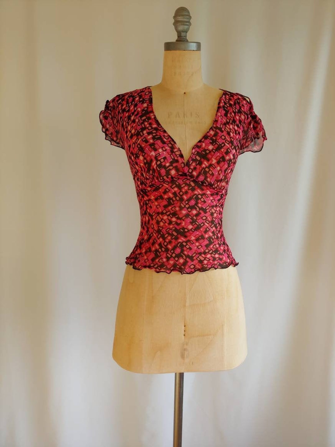 Betsey Johnson Silk Blouse Romantic Cropped Style Cold - Etsy