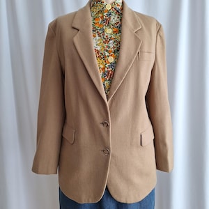 90s Burberry Wool Camel Blazer Jacket Medium Large