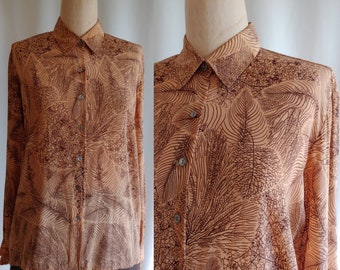 Mod 60s Italian silk shirt branches and leaves