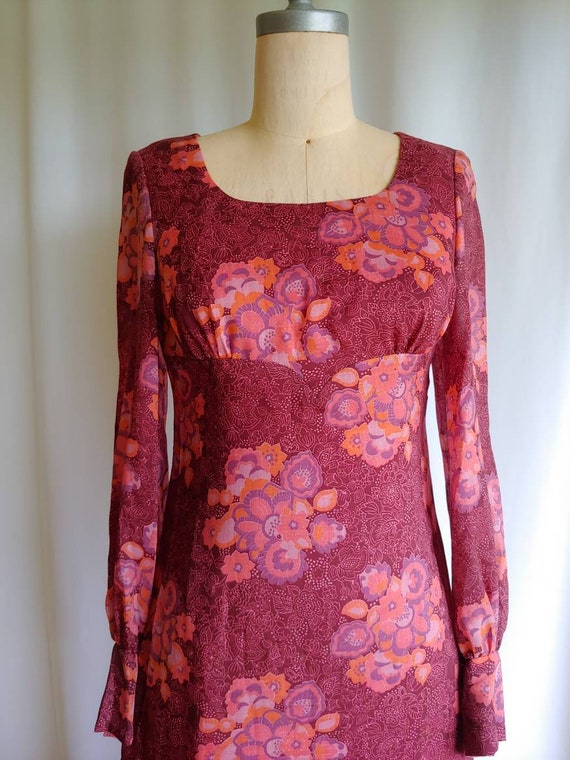 60s 70s Finnish maxi dress mod Trevira sheer Kaun… - image 3