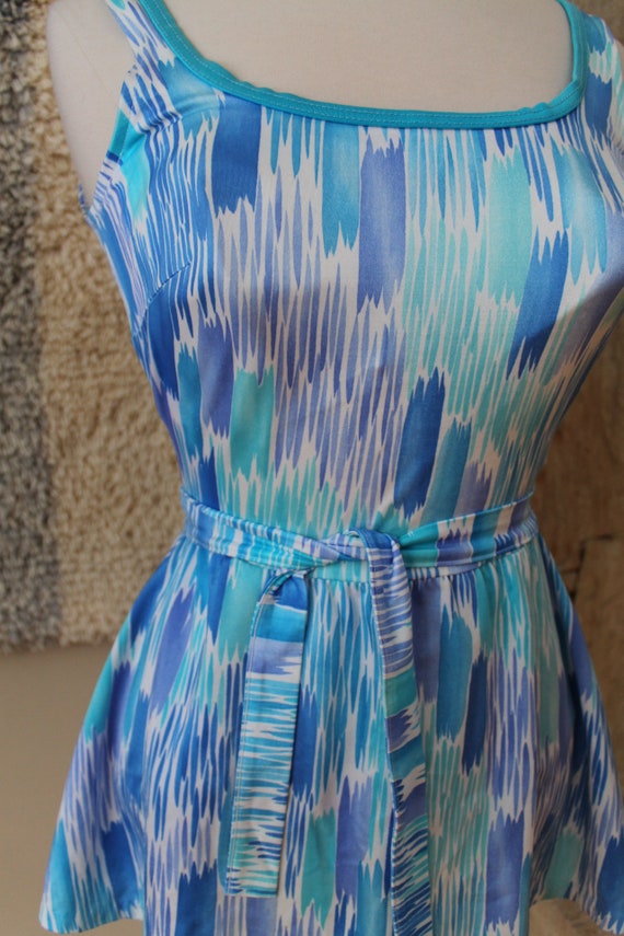 あおい☆Tightrope BrownSugar Swimming set Tropical Blues Smocked Two Piece Swimsuit 4t-14 - Shade Critters