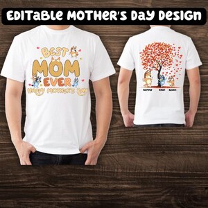 Mother’s Day PNG, Cute Cartoon Dog Mom Clipart, Editable Digital Download, Family Love Sublimation Design