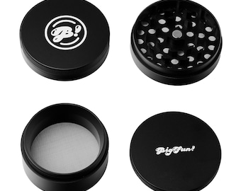 Bigfun! 4-Piece Aluminum XL Herb / Spice Grinder, 3.0&quot; diameter, CNC Milled for Durability and Precision, Anodized, Mesh Sifter Screen