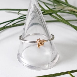 Bague à superposer en argent sterling or abeille : bijoux délicats abeille - taille O