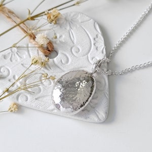 Large Recycled Sterling Silver Pebble Pendant Necklace