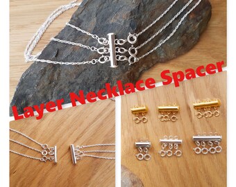 Sterling Silver Layer Necklace Clasp, Silver Layered, Gold Layering Chain Spacer Fastener, No More Tangled Multi Chain Strands