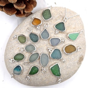 Seaham Sea Glass Pendant Necklace: Handmade Recycled Sterling Silver