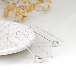 Sterling Silver Long Minimal Earrings, Recycled Silver Minimalist Earrings, Thread Wire Earrings, Threader Wire Earrings, Long Drop Earrings
