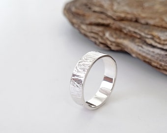 6mm Textured Sterling Silver Ring, Wide Band Ring, Men's Chunky Silver Ring, Recycled Silver Ring, Gifts for Him, Thumb Ring, Wedding Band
