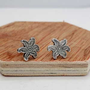 Sterling Silver Flower Earrings, Large Floral Studs, Eco friendly, Unique Studs, One of a Kind Earrings, Gifts for Nature Lovers, Recycled