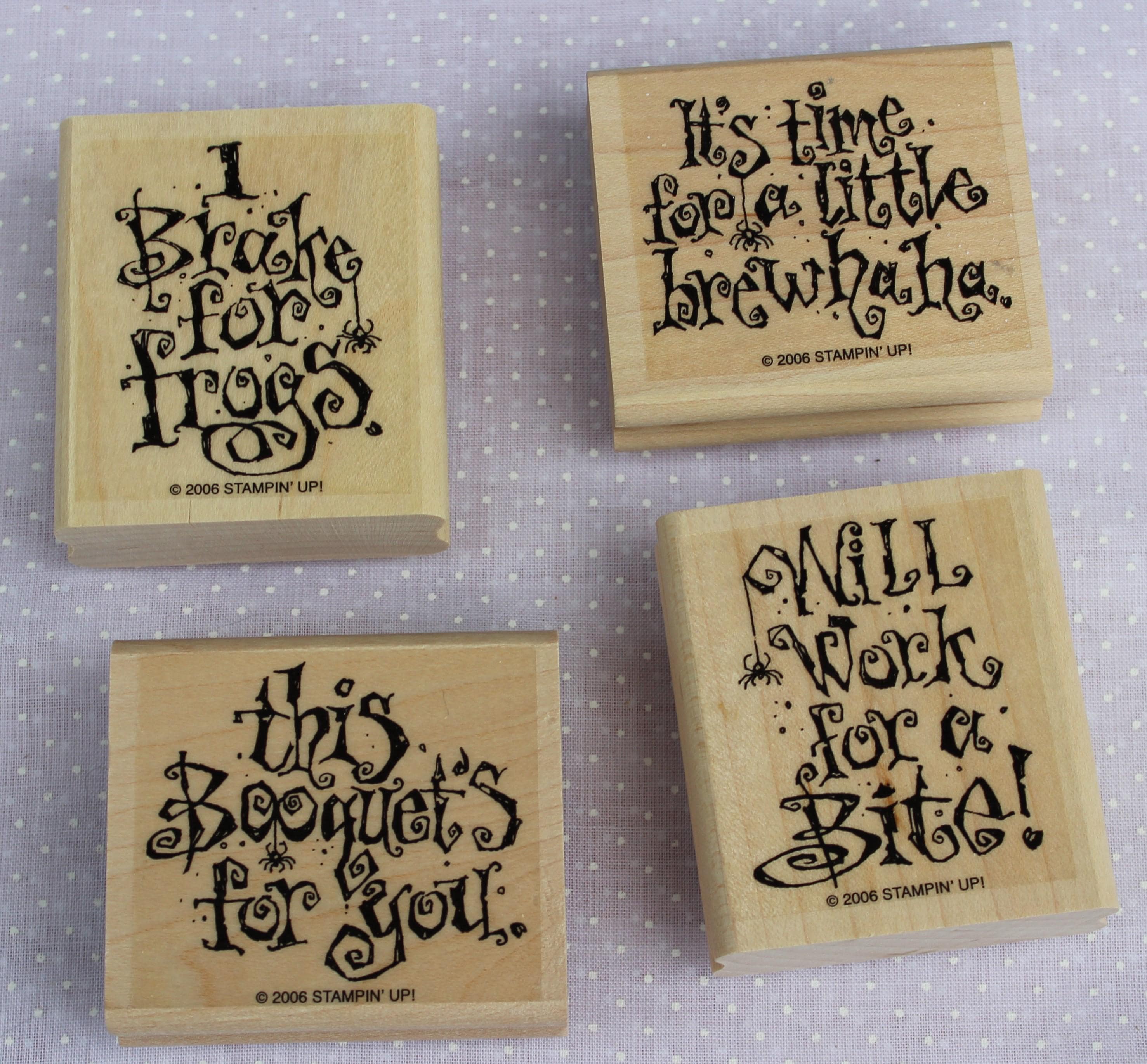 Stampin’ Up!™ 2016 Halloween Wood-Mounted Rubber Stamp Set – Set of 4 (2" x 2.5")