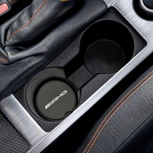 カスタムメルセデスAMGソープストーンカーコースター、ユニークな車内アクセサリー、BMW Mロゴコースター、車好きの方への車ギフト、車カップホルダー