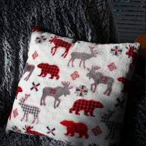 MINKY SOFT PILLOW Camping Rustic Moose Bear Wildlife Plaid Country Cabin Farmhouse Buffalo Lodge