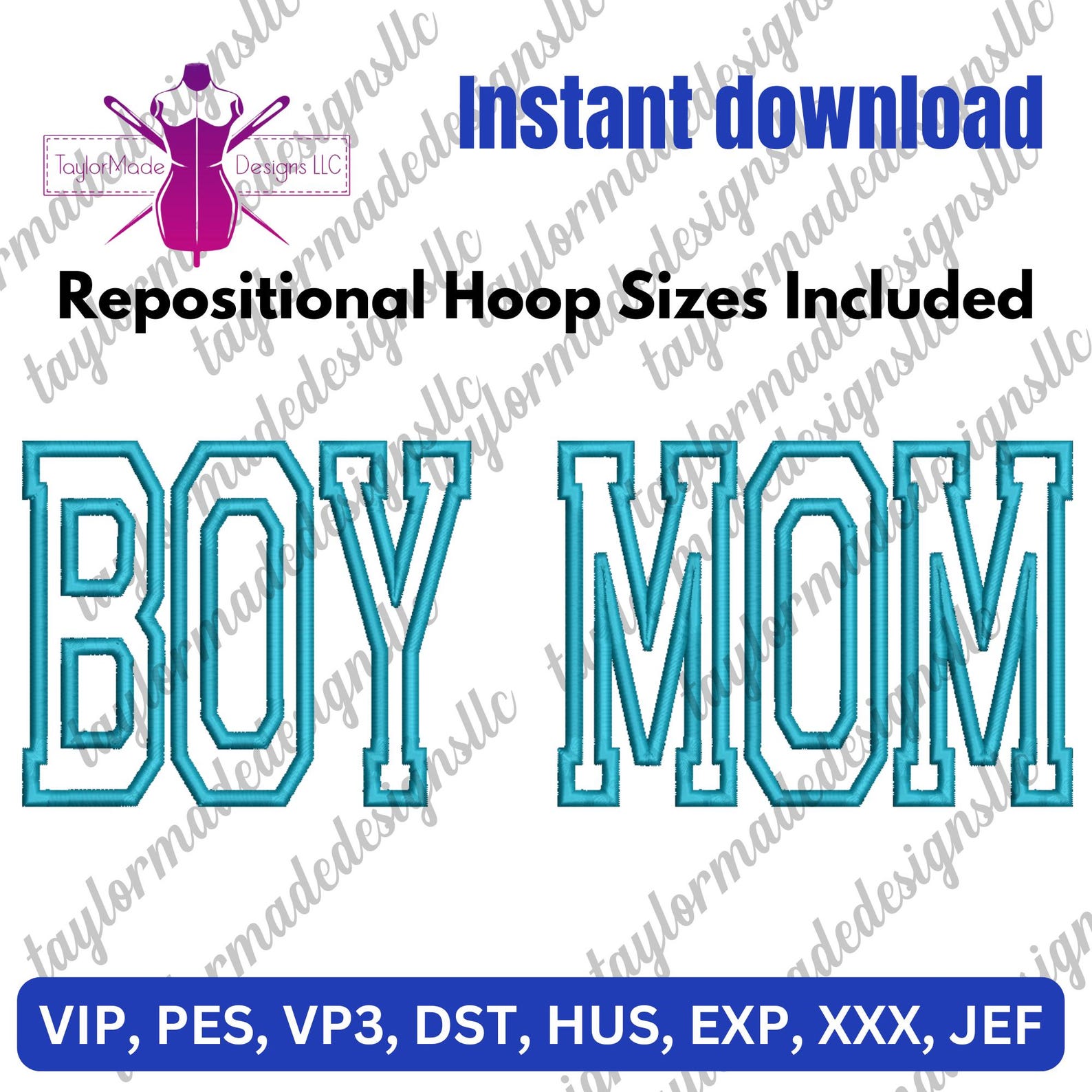 Repositional Embroidery Boy Mom Applique Embroidery Digital Download With Repositional Hoop - Etsy