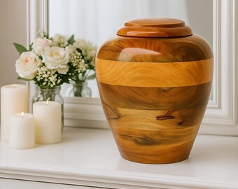 Handcrafted Natural Wood Cremation Urn – Polished Memorial Keepsake.