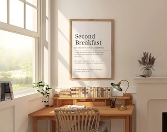 Second Breakfast Definition Print | Fantasy Wall Art, Hobbit Inspired Kitchen Decor, Lord of the Rings Inspired Poster, Nerdy Home Decor