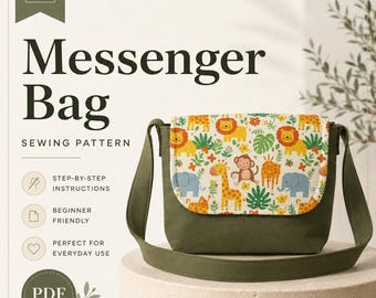 Messenger Bag Sewing Pattern PDF, Crossbody Bag Pattern, DIY Shoulder Bag Tutorial, Printable Sewing guide, Beginner Friendly Instructions