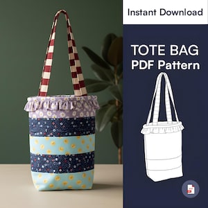 Ruffle Market Tote Bag Sewing Pattern | Patchwork Handbag (PDF)