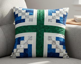Geometric Quilt Pillow pattern | Handmade Modern Traditional Throw Pillow Quilt | Decorative Handmade | Instant Digital Download PDF