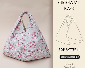 DIY Origami Folded Japanese Bag PDF Sewing Pattern | Triangle Market Bag | Beginner Friendly Instant Digital Download