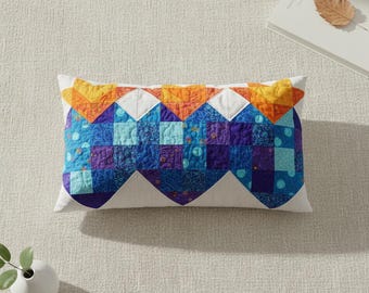 Modern Quilt Lumbar Pillow Pattern Cover PDF | Geometric Heart Pattern | Scrappy Patchwork - Farmhouse Decor | Instant Digital Download