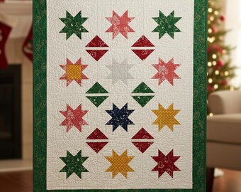 Sparkle Star Quilt Pattern | Christmas Holiday Splash (Instant Download)
