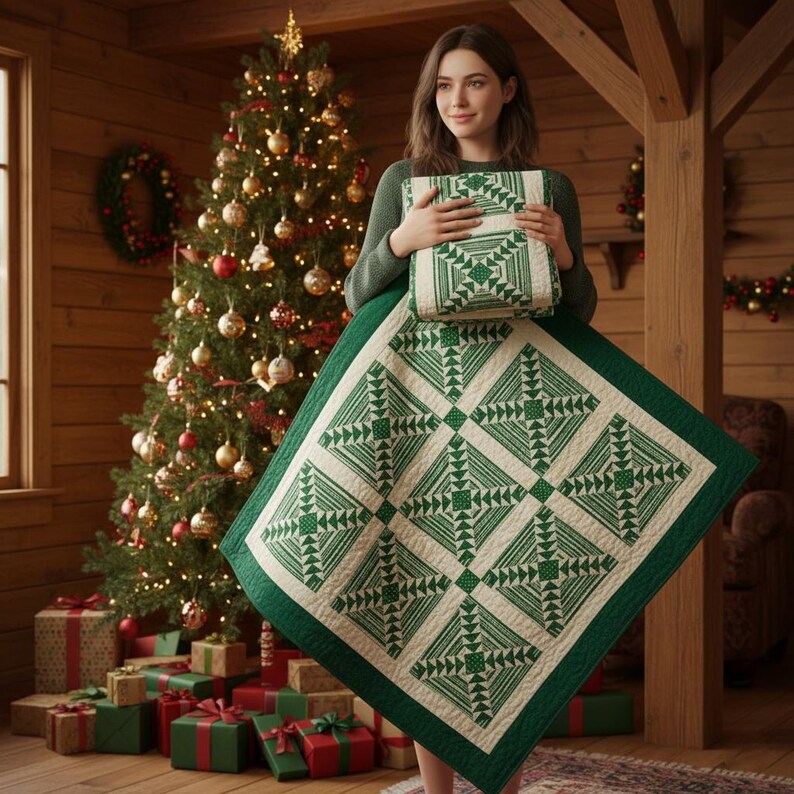 Farmhouse Christmas Quilt Wall Hanging – Pineapple Pattern (instant ...