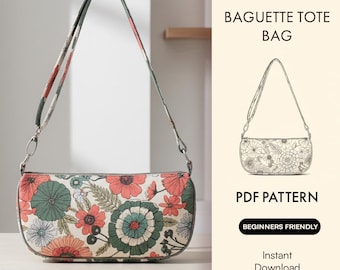 baguette Crescent bag Sewing PDF Pattern, Crossbody & Shoulder Bag, quick to sew, instant download