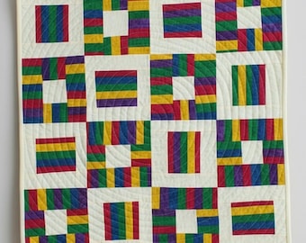Rainbows Quilt pattern | Spring Urban Grid pattern  | Beginner Friendly Scrap (PDF Download)